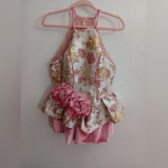 Chic Floral Dance Dress in Pink‎ and Gold - Picture 1 of 3